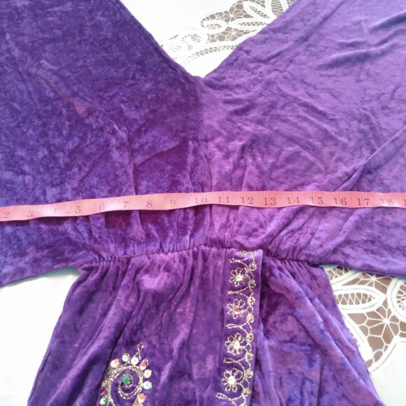 Vintage Children's Jumpsuit Crushed Velour Purple Bohemian Dance Costume AS IS - Picture 11 of 12